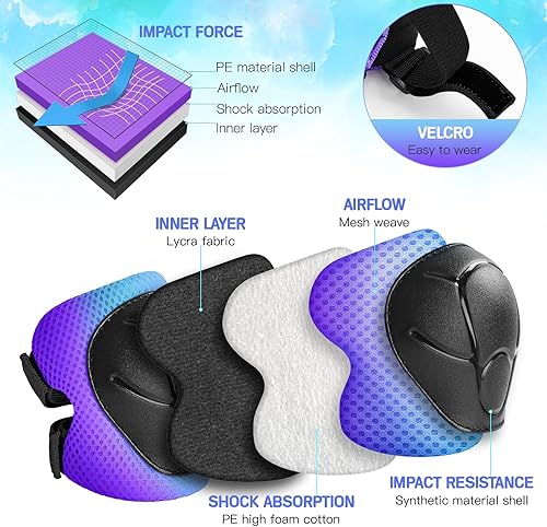 Miniatura 147 de Juego de rodilleras de protección para niños de 3 a 14 años, rodilleras y coderas con muñequeras 3 en 1 para patinaje, ciclismo, bicicleta, patinaje