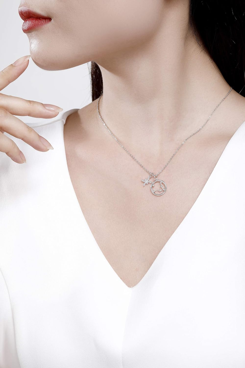Presentski Zodiac Necklace Sterling Silver 12 Constellation Horoscope Pendant Astrology Star CZ Dainty Necklaces Birthday Jewelry for Women Daughter
