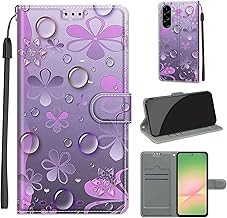 Funda para Samsung Galaxy A57 Case Premium Cuero Billetera Flip Protectora Carcasa Ranura Tarjeta Magnético Fundas para Samsung A57 -Gotas De Agua