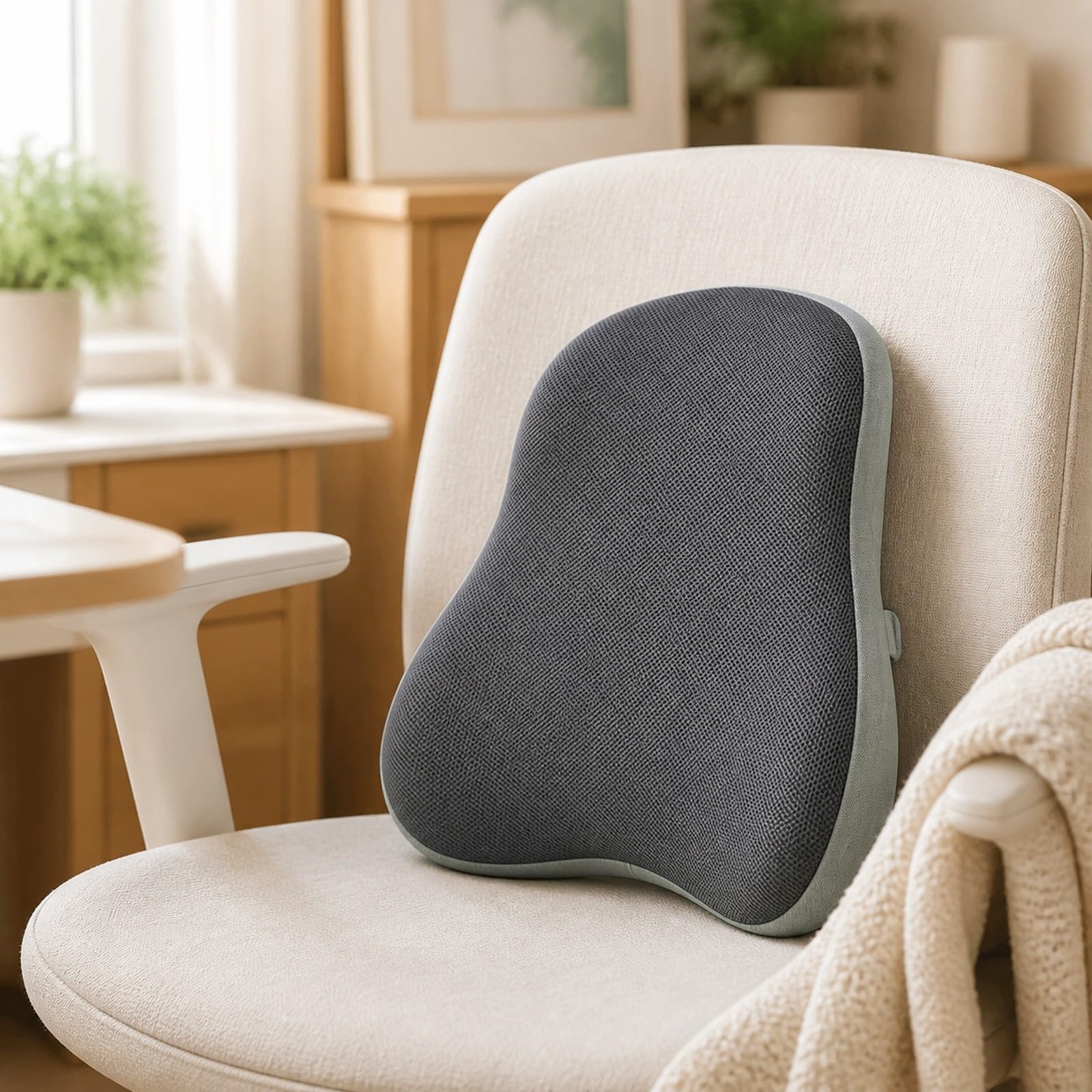 per Schiena Ergonomico | Sfoderabile, Cuscino Lombare in Memory Foam, Ortopedico, Cuscino con Memory Foam, per Auto, Casa, Impiegati, Pendolari, Navy