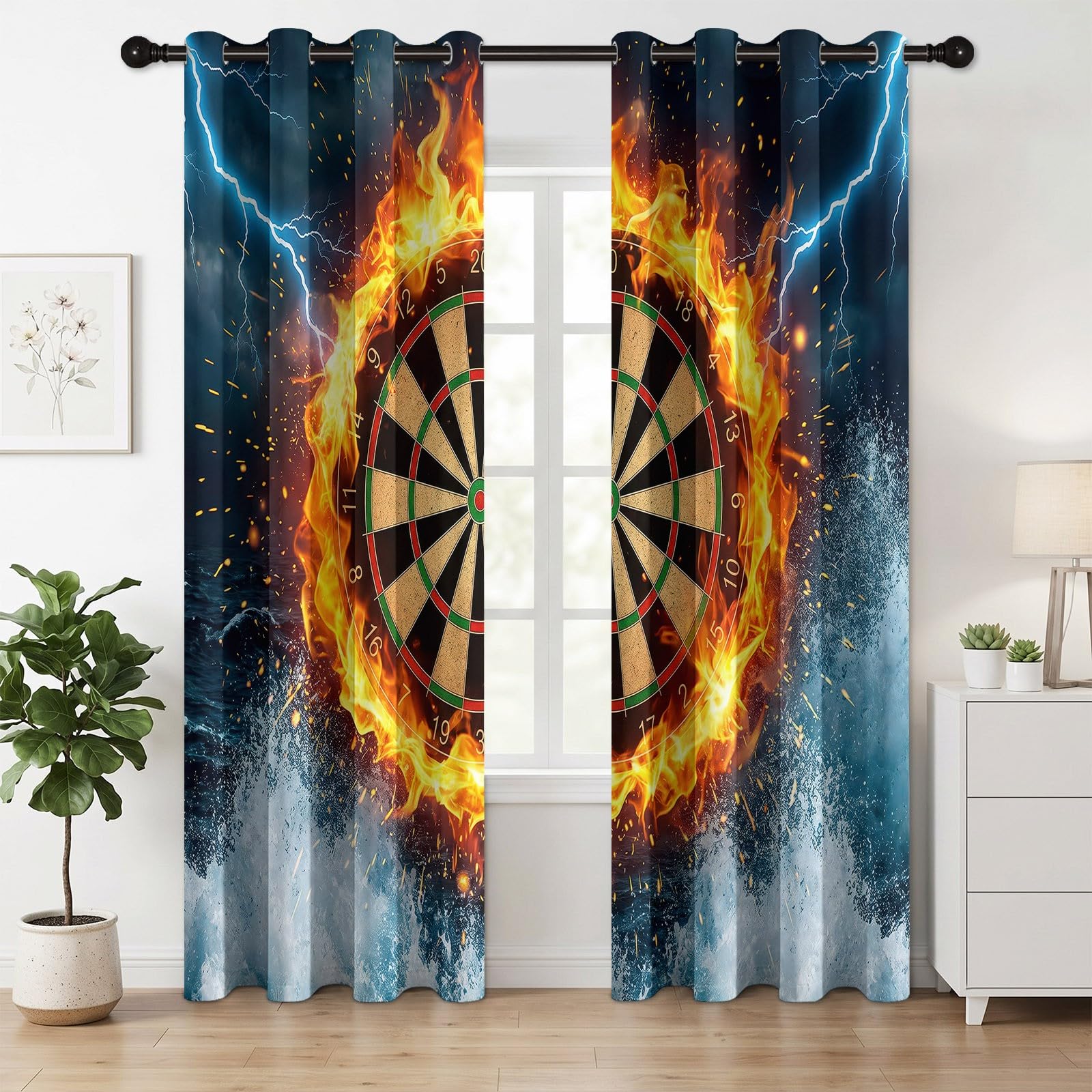 Sportowa abstrakcyjna zasłona zaciemniająca do darta szer. 140 cm x dł. 259