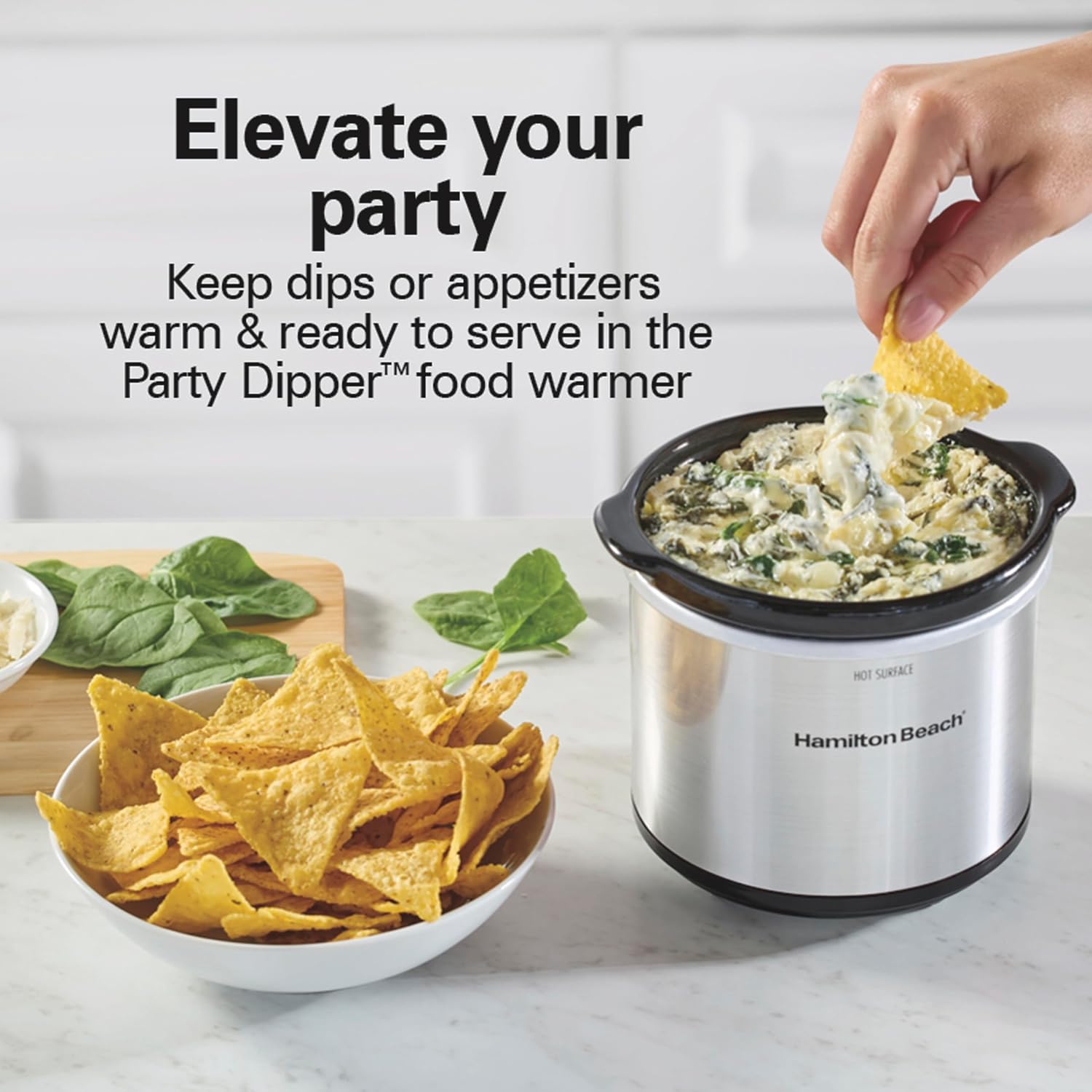 Hamilton Beach Programmable Stay or Go® Slow Cooker, 7 Quart Capacity, Includes 20 oz. Party Dipper Food Warmer, Silver, R33477 (Renewed)