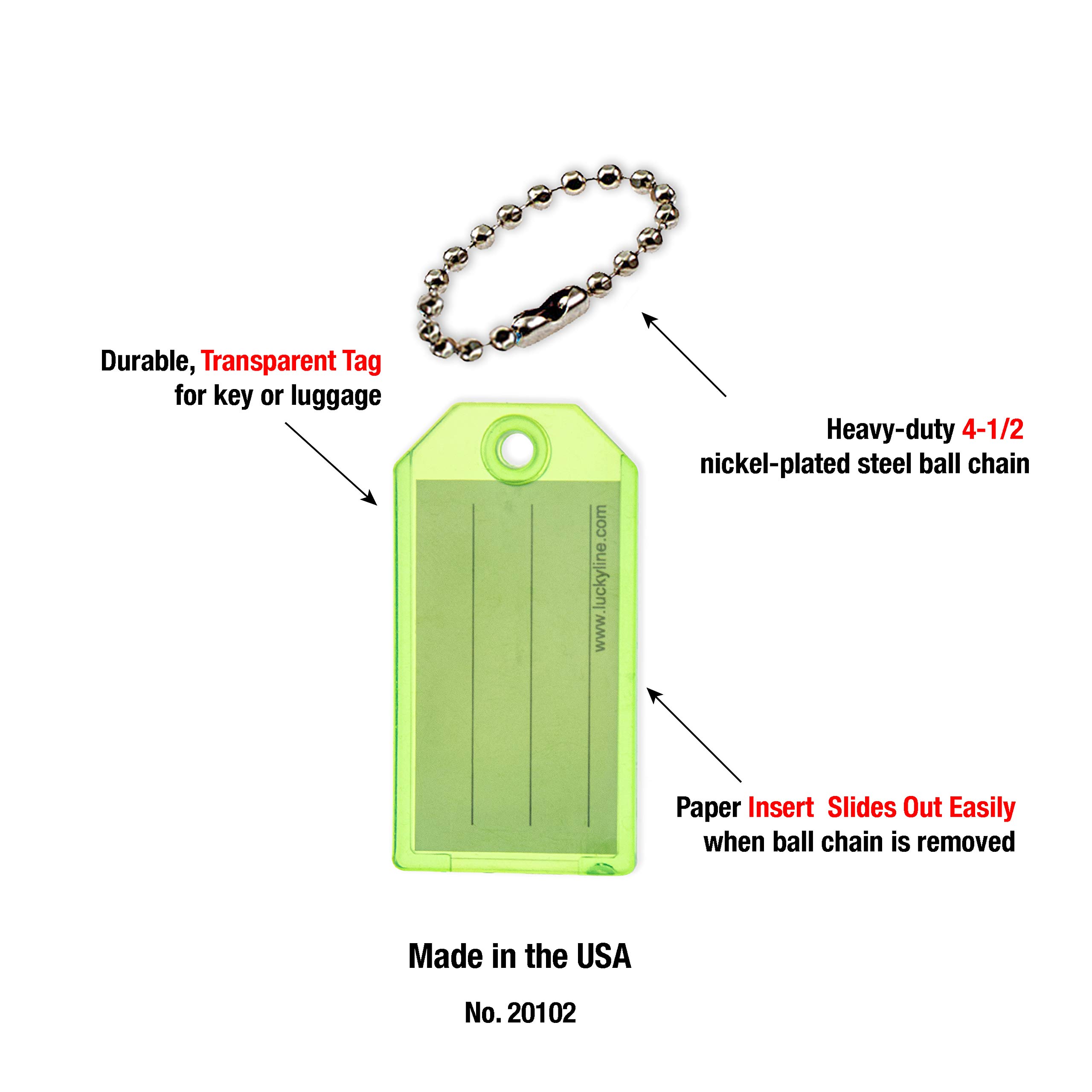 ⭐️ ラッキー ⭐️ Lucky Line Key Tag with Ball Chain, 2 Pack, Assorted Colors (20102