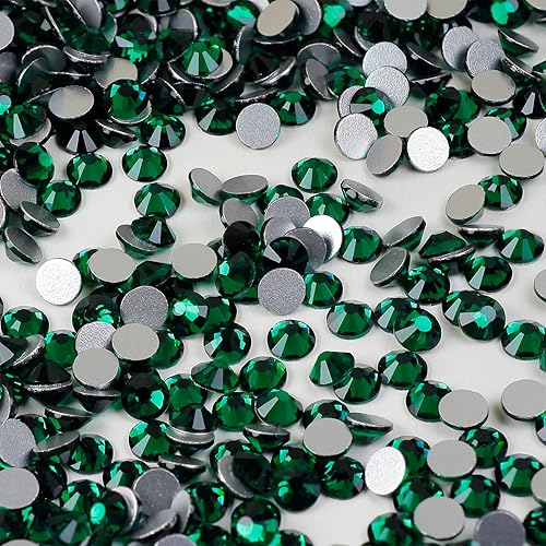 Miniatura 4 de ss20 - Paquete de 1440 diamantes de imitación de cristal esmeralda con parte trasera plana de 0.197 in de color verde oscuro para vasos brillantes,