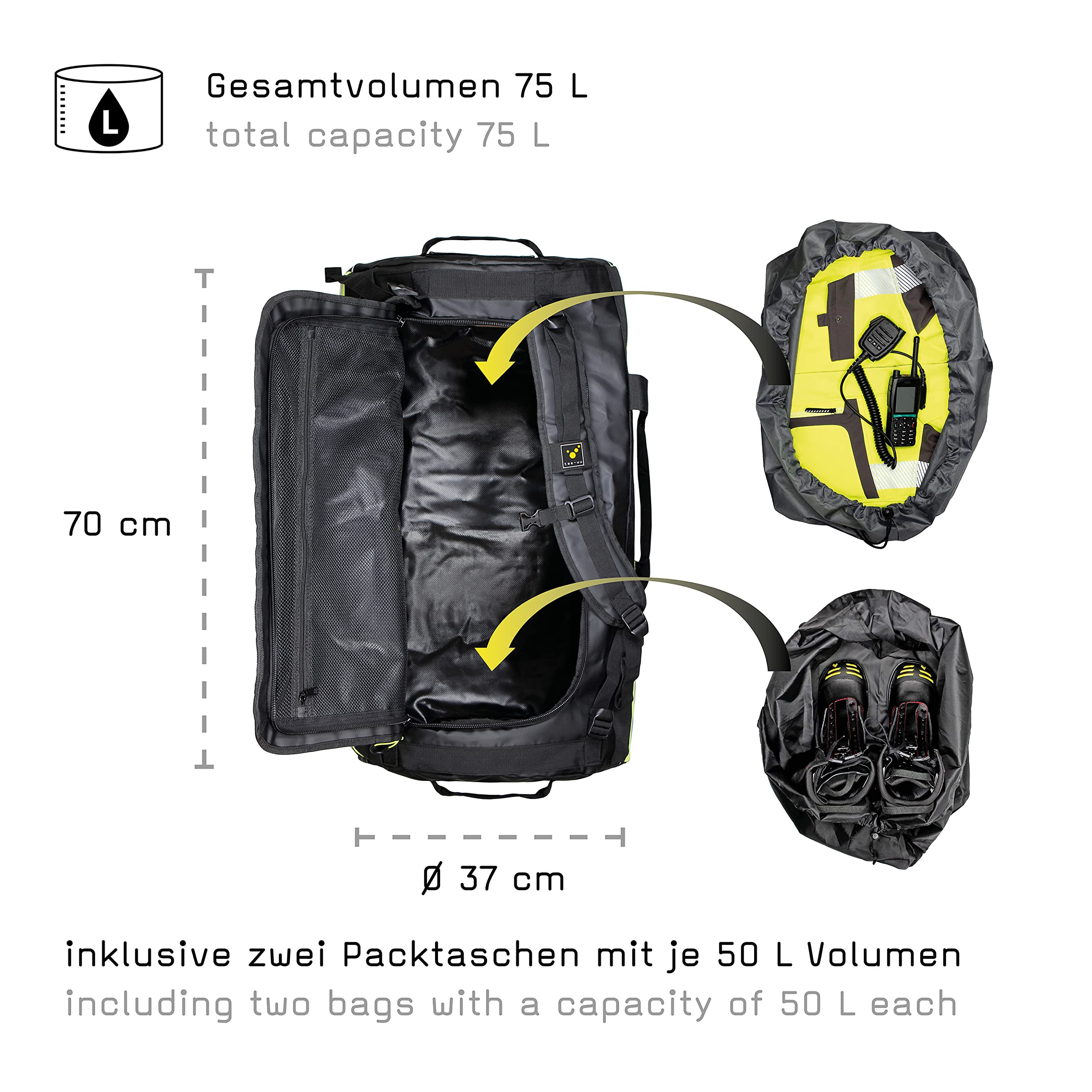 tee-uu BARRELBAG Bekleidungstasche | Verschiedene Varianten | robust aus Plane