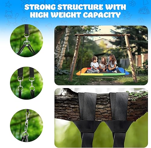 Miniatura 3 de GCCSJ Columpio de metal gigante para árbol de 800 libras de 60 pulgadas para niños y adultos, resistente con 2 correas para colgar en el árbol