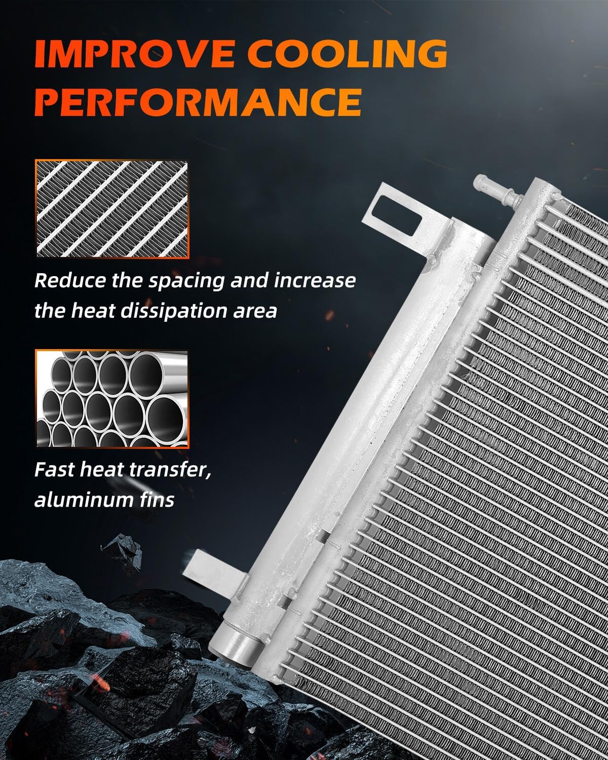 OCPTY Air Conditioning Condenser fits for 2006-2012 for Ford for Fusion 2007-2012 for Lincoln MKZ 2006 for Lincoln for Zephyr 2006-2009 for Mercury for Milan A/C Aluminum Condenser