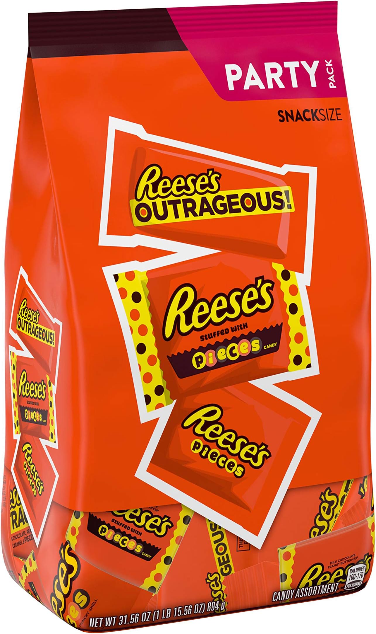 REESE'S Milk Chocolate Peanut Butter Assortment Candy, Bulk Candy, 31.56 oz Bag (50 Pieces)
