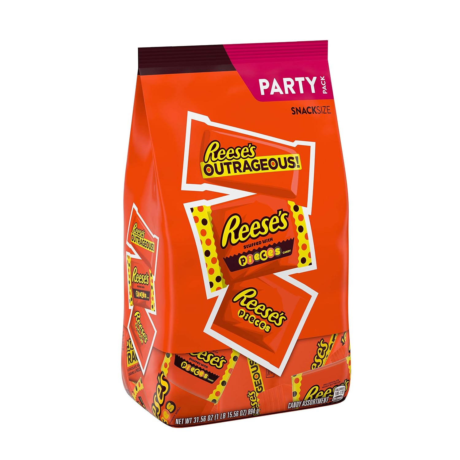 REESE'S Milk Chocolate Peanut Butter Assortment Candy, Bulk Candy, 31.56 oz Bag (50 Pieces)