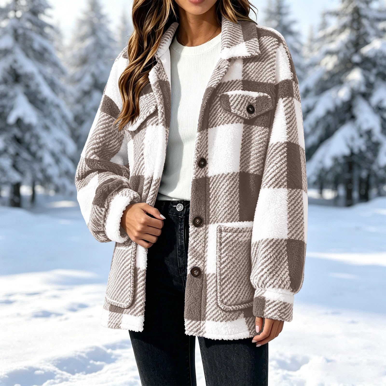 Teddyjacke Damen Fleecejacke Sherpa Wintermantel Teddyfleece Jacke