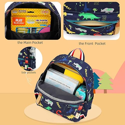 Miniatura 4 de willikiva Cartoon Bus 12 - Mochila de jardín de infantes para niños y niñas, mochila impermeable para niños preescolares con correa y arnés de