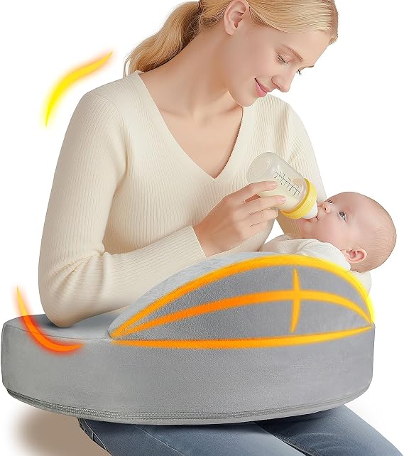 OPAFOBEF Coussin d'Allaitement Spacieux en Mousse Mémoire avec Ceinture Réglable
