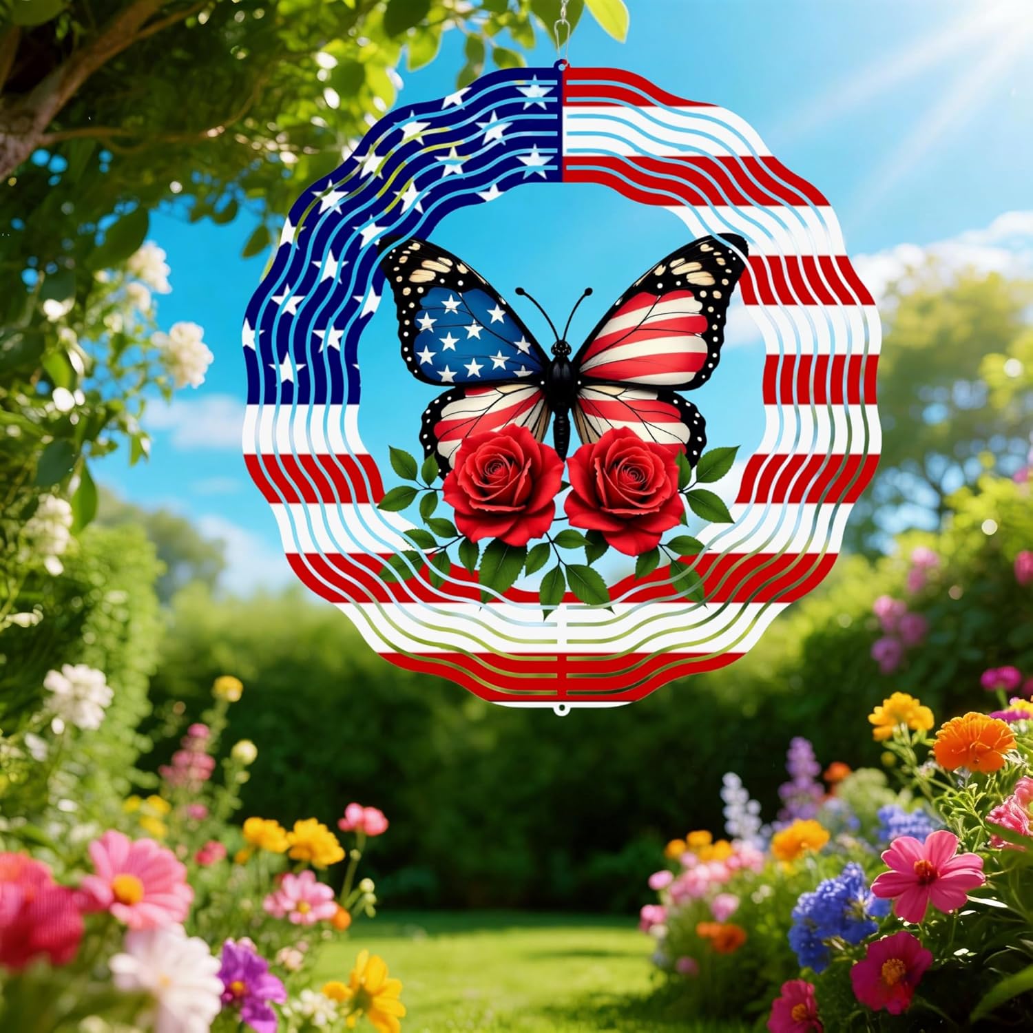 Butterfly Wind Spinners -12 inch 3D Hanging Wind Sculptures for Garden Outside Patio Yard Decor -Birthday Gift for Women