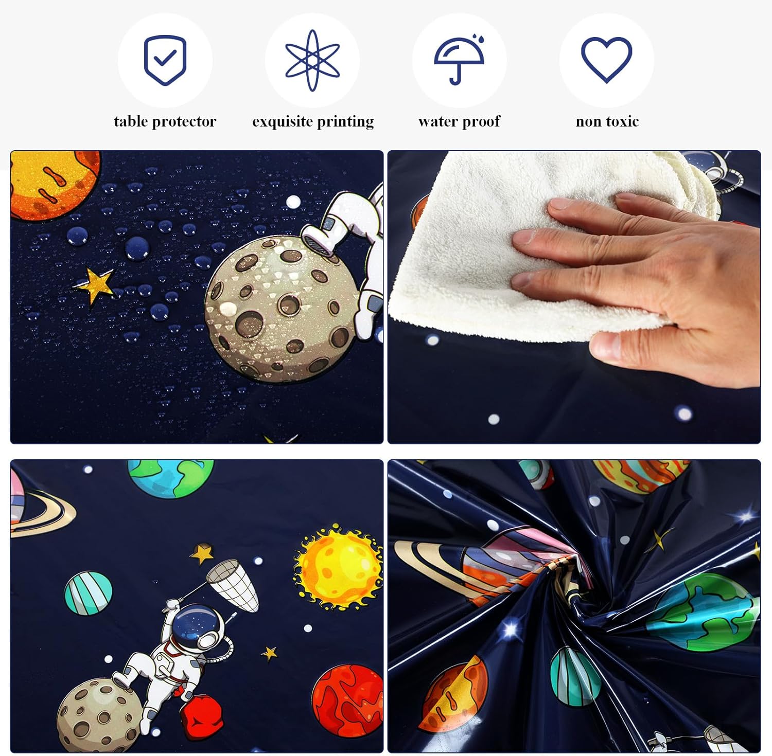 Oudain 6 Pcs Space Tablecloth Decorations Plastic Galaxy Table Cloth Space Theme Birthday Party Supplies for Boy Spaceship Planet Astronaut Rockets Disposable Table Covers, 54 x 108 Inch