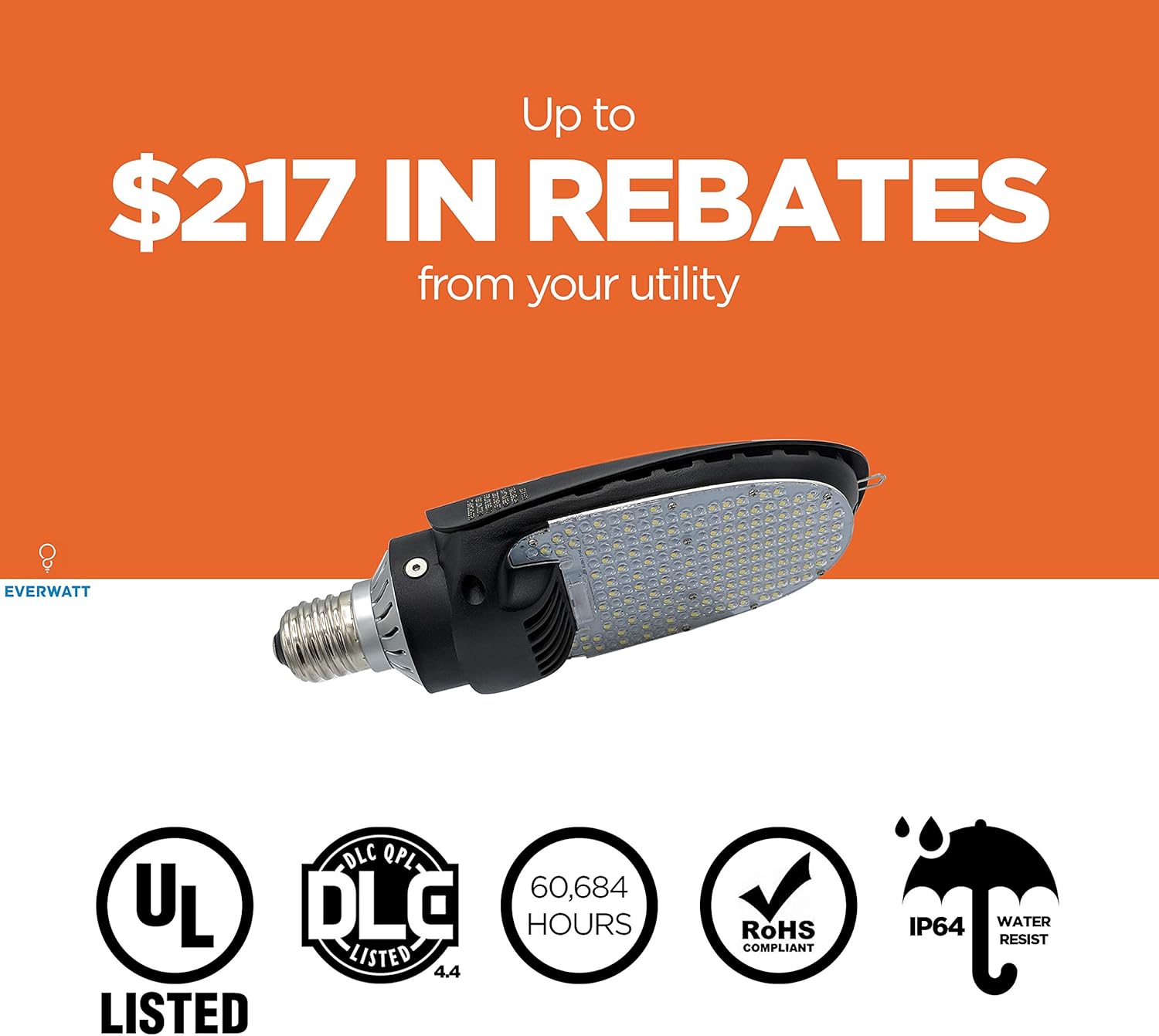 Limited Discount 95W 180° LED Paddle Bulb, 13300 Lumens, 5000K, Large Mogul E39 Base, Replaces Parking Lot Shoebox, Street and Flood Lights, 250W to 400W Metal Halide Bulb, HID, CFL, HPS 40% Off Discount 95W 180° LED Paddle Bulb, 13300 Lumens, 5000K, Large Mogul E39 Base, Replaces Parking Lot Shoebox, Street and Flood Lights, 250W to 400W Metal Halide Bulb, HID, CFL, HPS