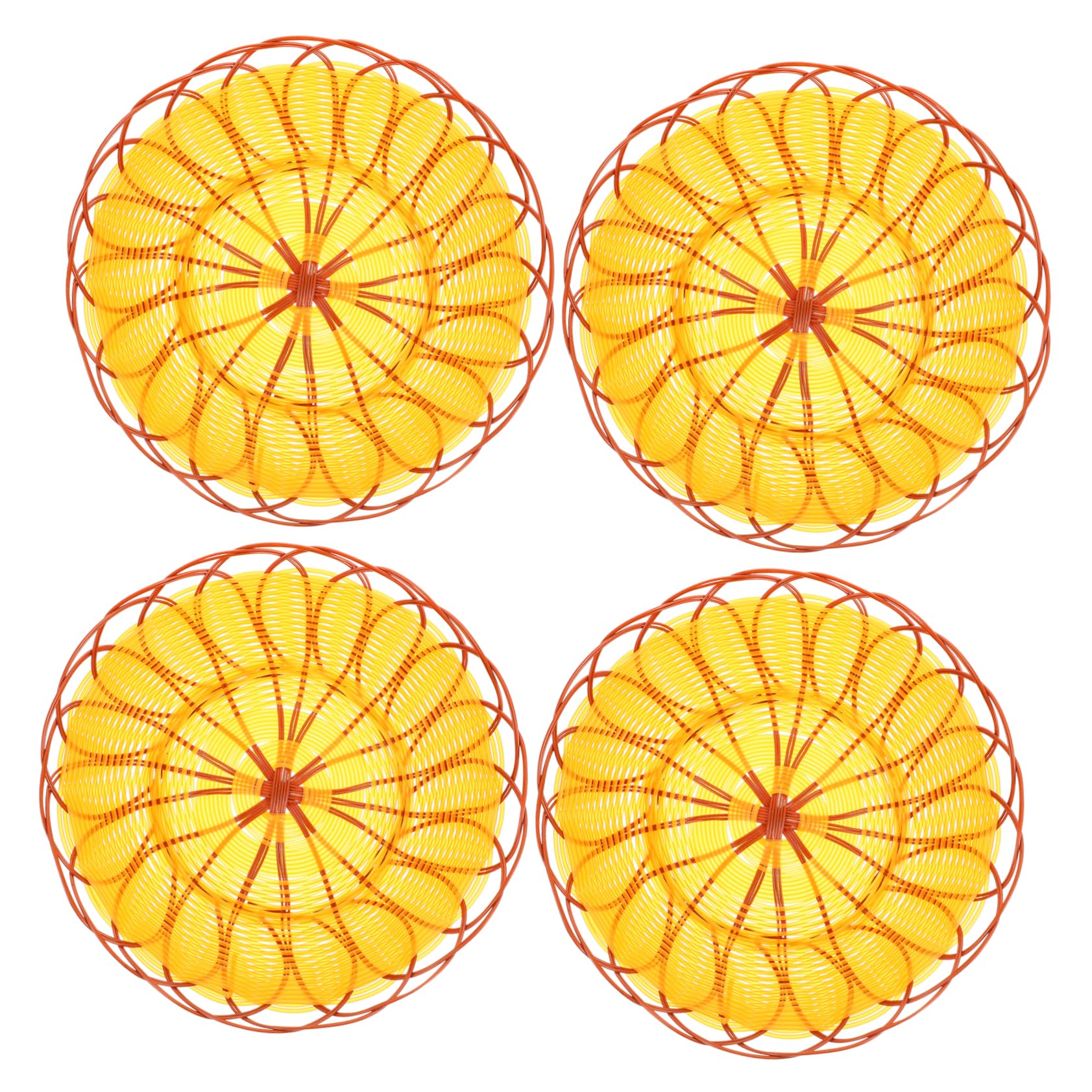 STOBAZA 4pcs Imitation Rattan Storage Basket Fruit Basket Container for Food Bread Basket Imitation Rattan Basket Woven Storage Baskets Snack Containers Woven Baskets Pp Yellow re-usable