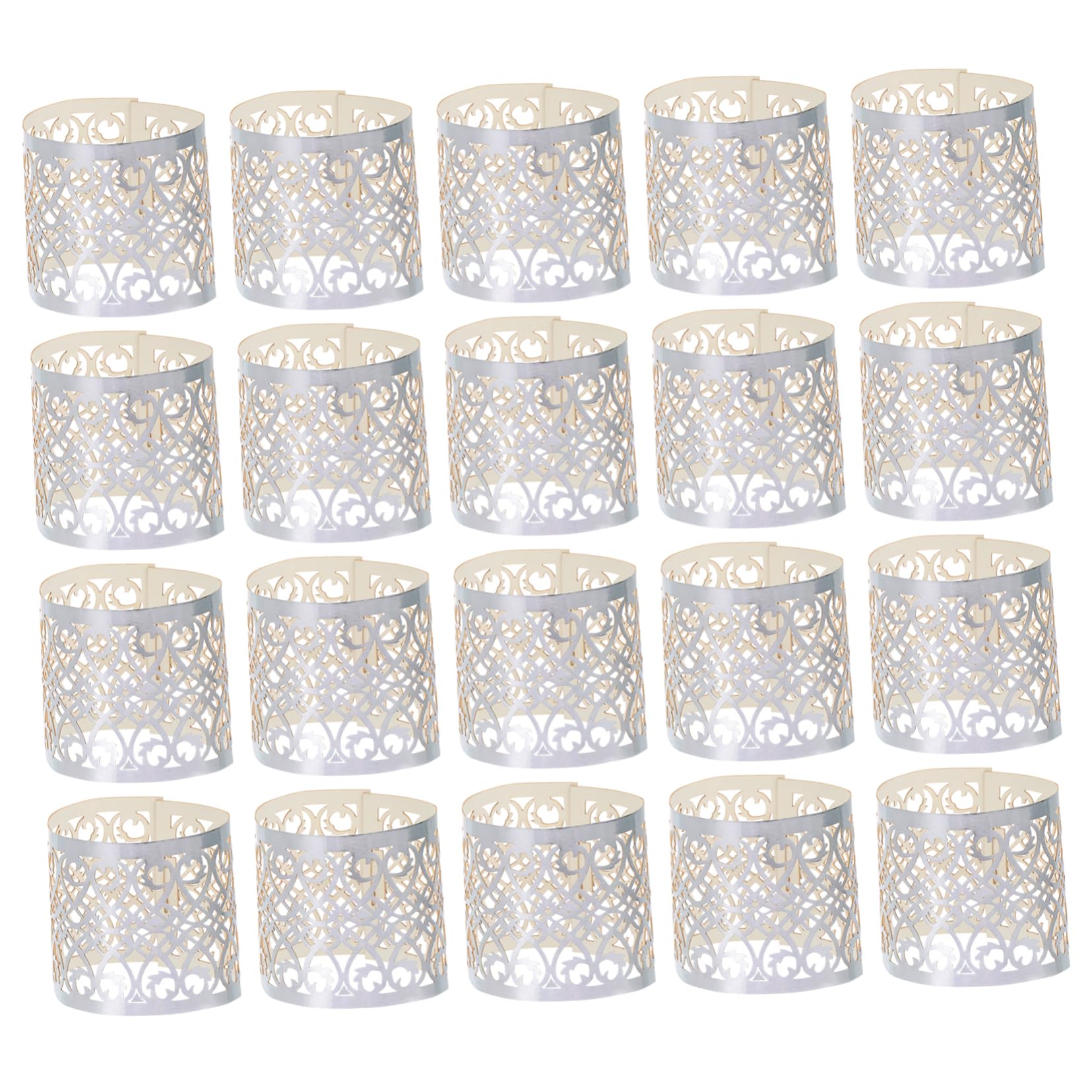 Homoyoyo 50pcs Candle Wraps Lamp Cover Paper Lamp Shades Silver Cylindrical Stylish Simple Design Easy to Install Decorative Light Shade for Home
