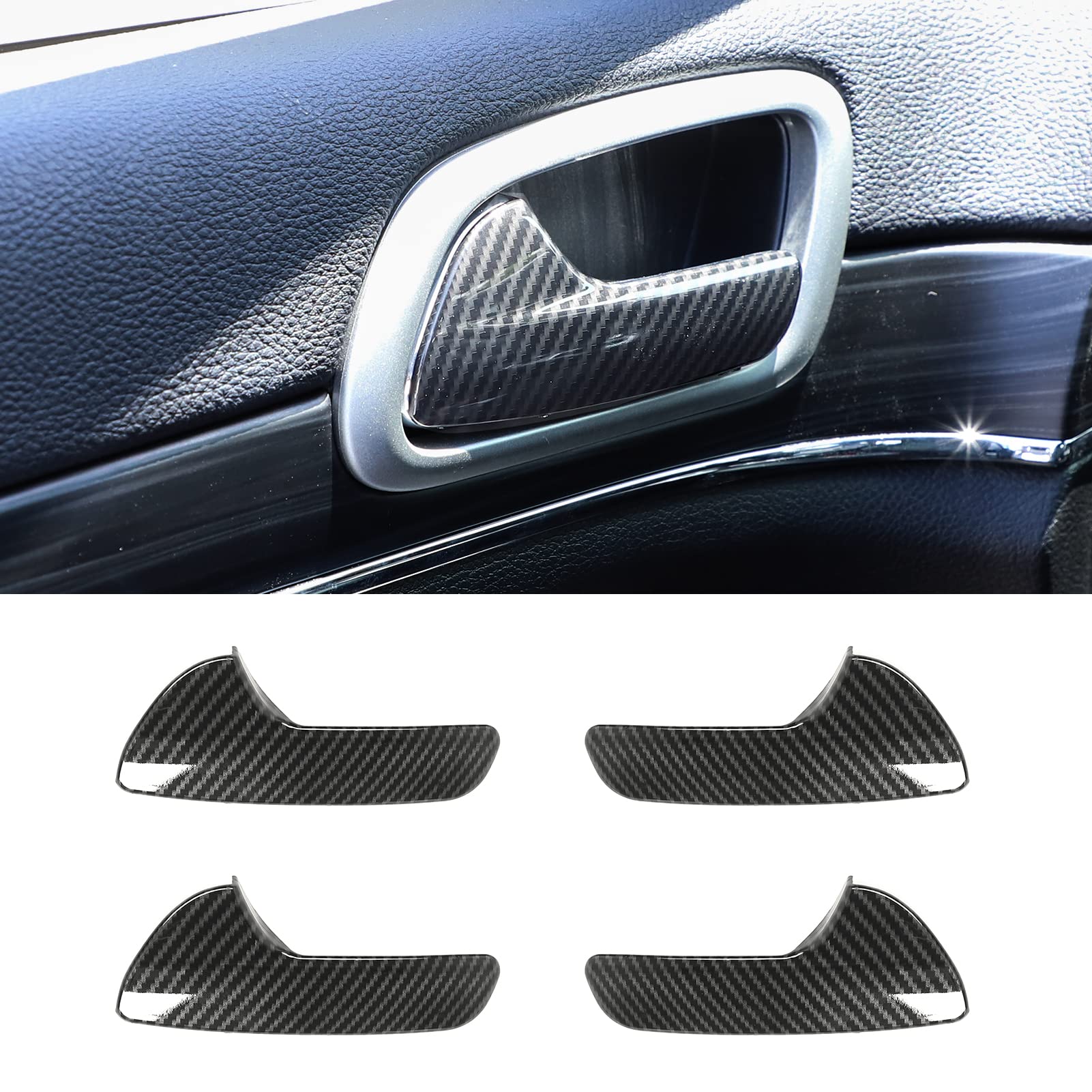Photo 1 of SQQP Carbon Fiber Inner Door Handle Bowl Trim Cover Kit 4Pcs for 2011-2022 Jeep Grand Cherokee