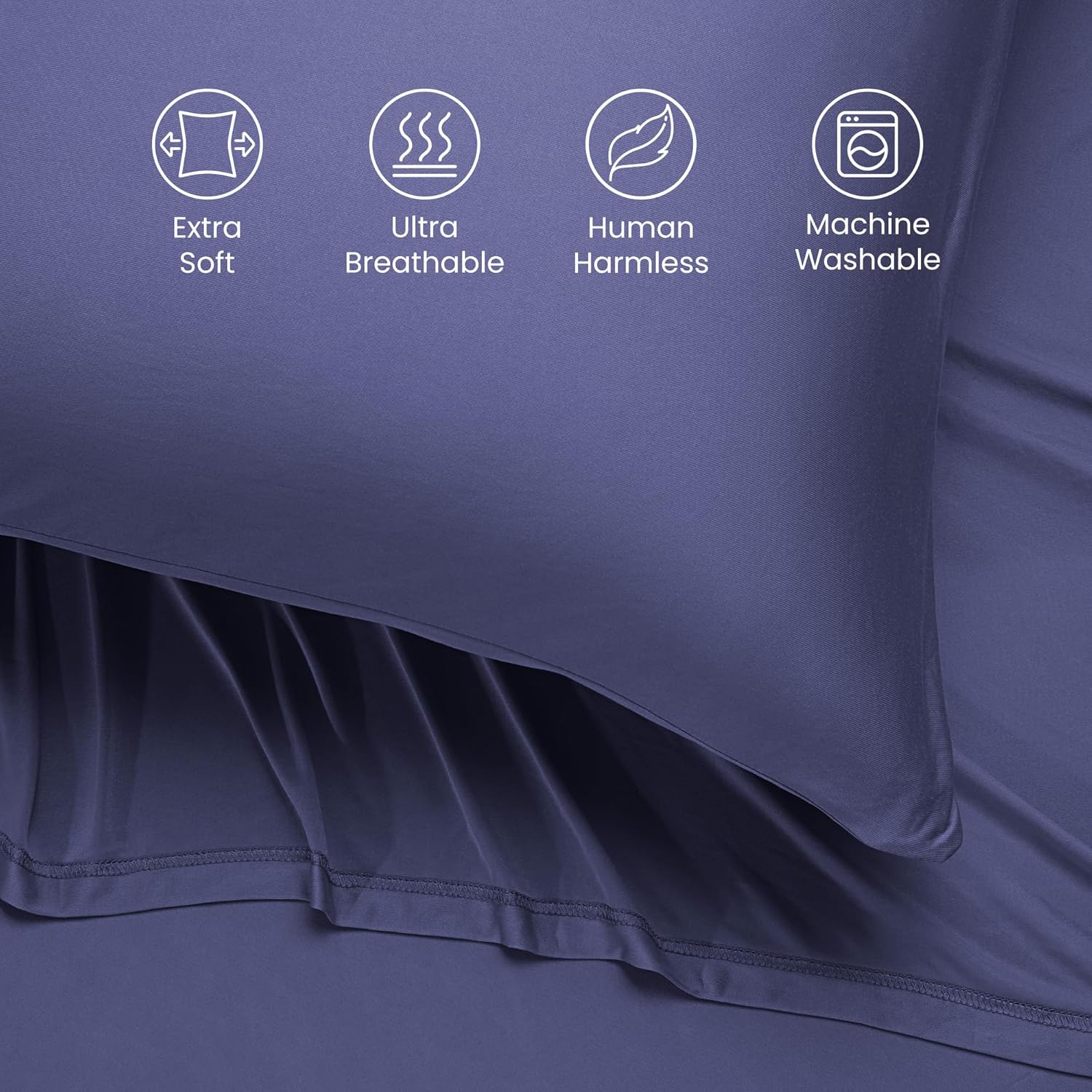 SLEEP ZONE Full Sheets Set - 4 Piece Bedding - Jersey Knit Cooling Sheet Set - Soft and Fade Resistant - Easy Care - Deep Pocket (Full,Navy) - Image 4