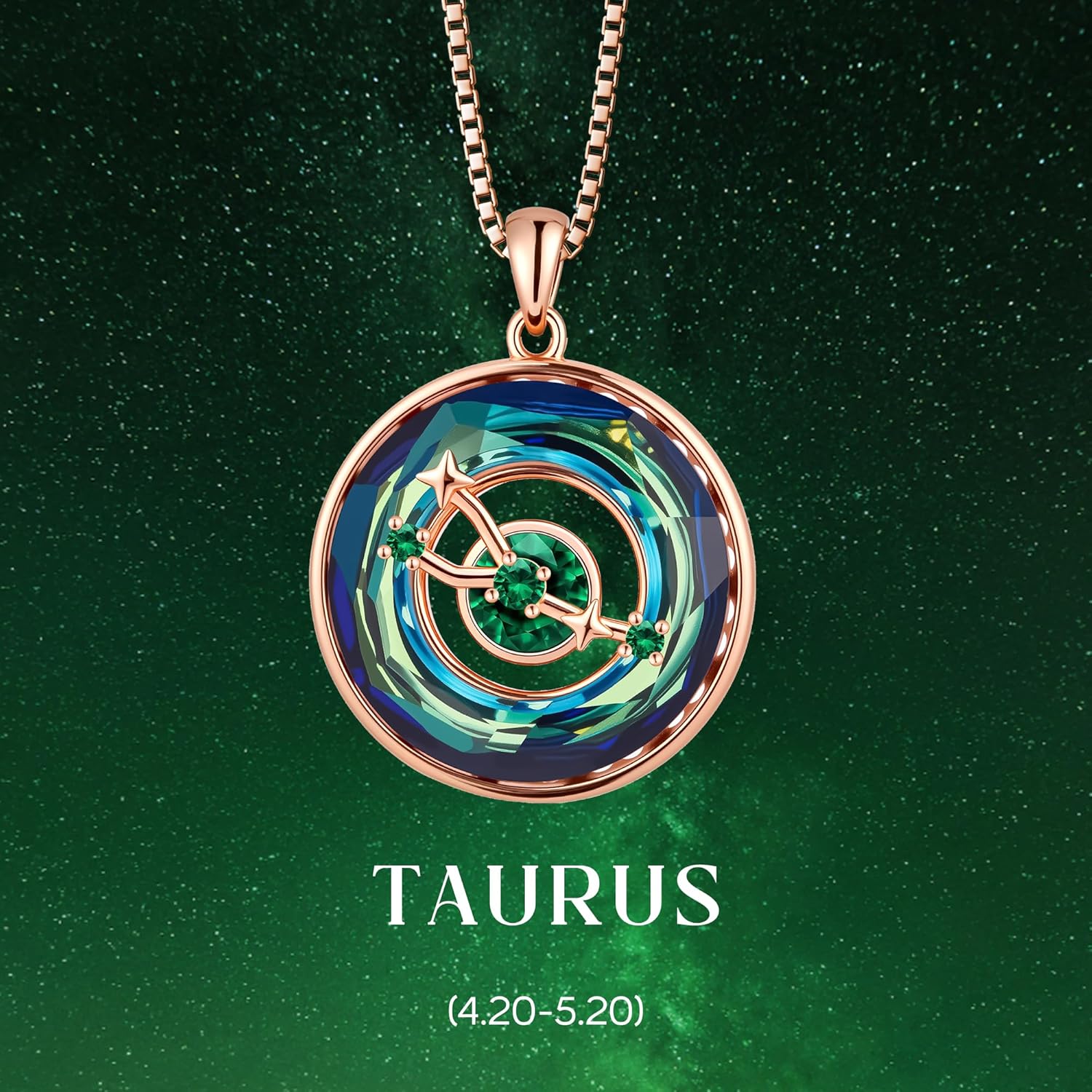 Distance Zodiac Constellation Birthstone Necklace for Women, S925 Sterling Silver Premium Austria Crystal Horoscope Pendant, Rose Gold Plated Necklace Christmas Birthday Jewelry Zodiac Gifts for Her - Image 3