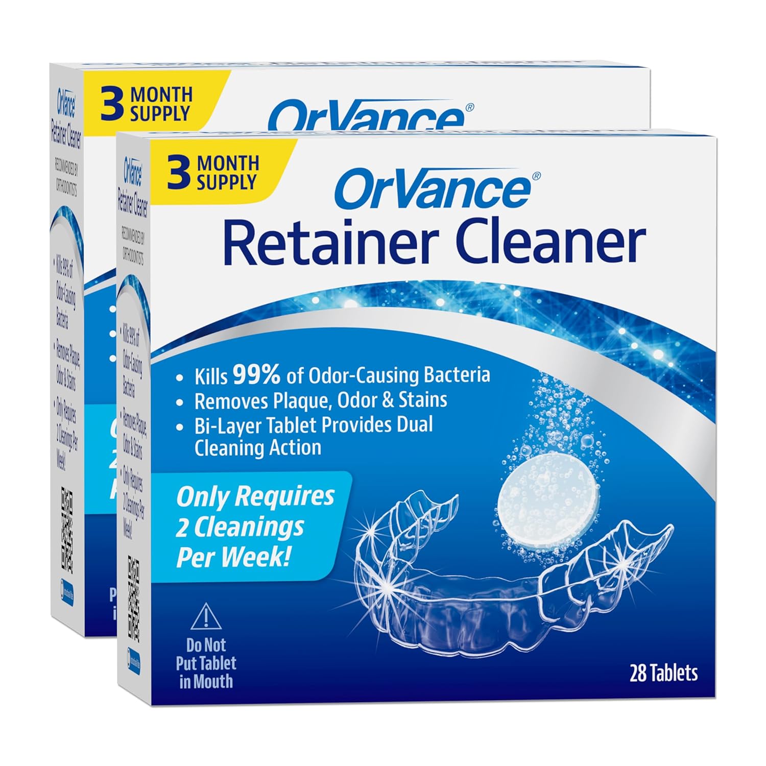 OrVance Retainer Cleaner Tablets 6 Month Supply Only 2 Cleanings Per Week Required Removes Odors Stains Plaque for