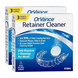 OrVance Retainer Cleaner Tablets 6 Month Supply Only 2 Cleanings Per Week Required Removes Odors Stains Plaque for