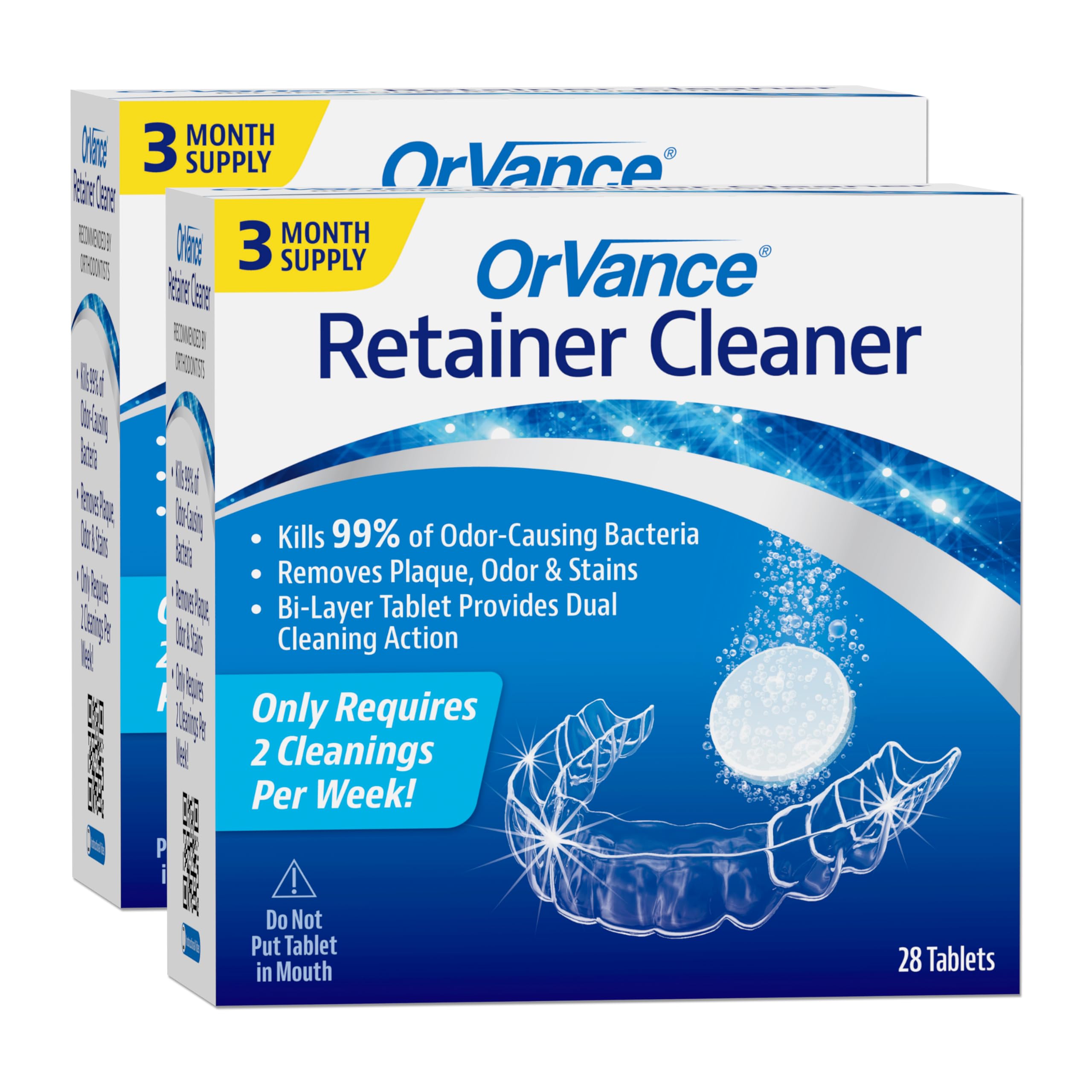 OrVance Retainer Cleaner Tablets 6 Month Supply Only 2 Cleanings Per Week Required Removes Odors Stains Plaque for