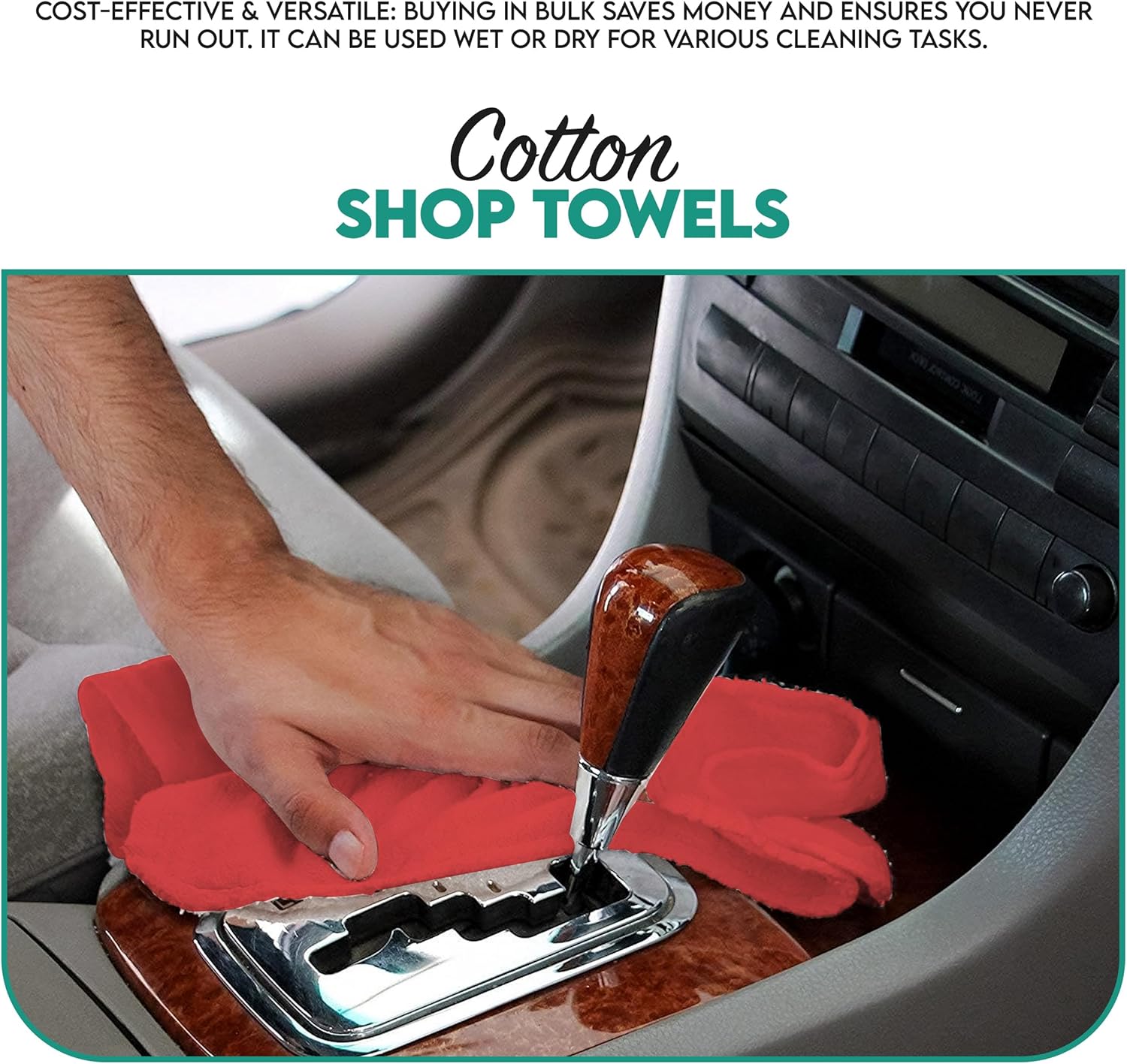 ZUPERIA Cotton Shop Towel – Multipurpose Cleaning Cloths (14" x 12" - Pack of 150 - Red) Reusable Shop Rags for Automobiles, Industrial, Restaurants, Garage, and Homes - Image 7