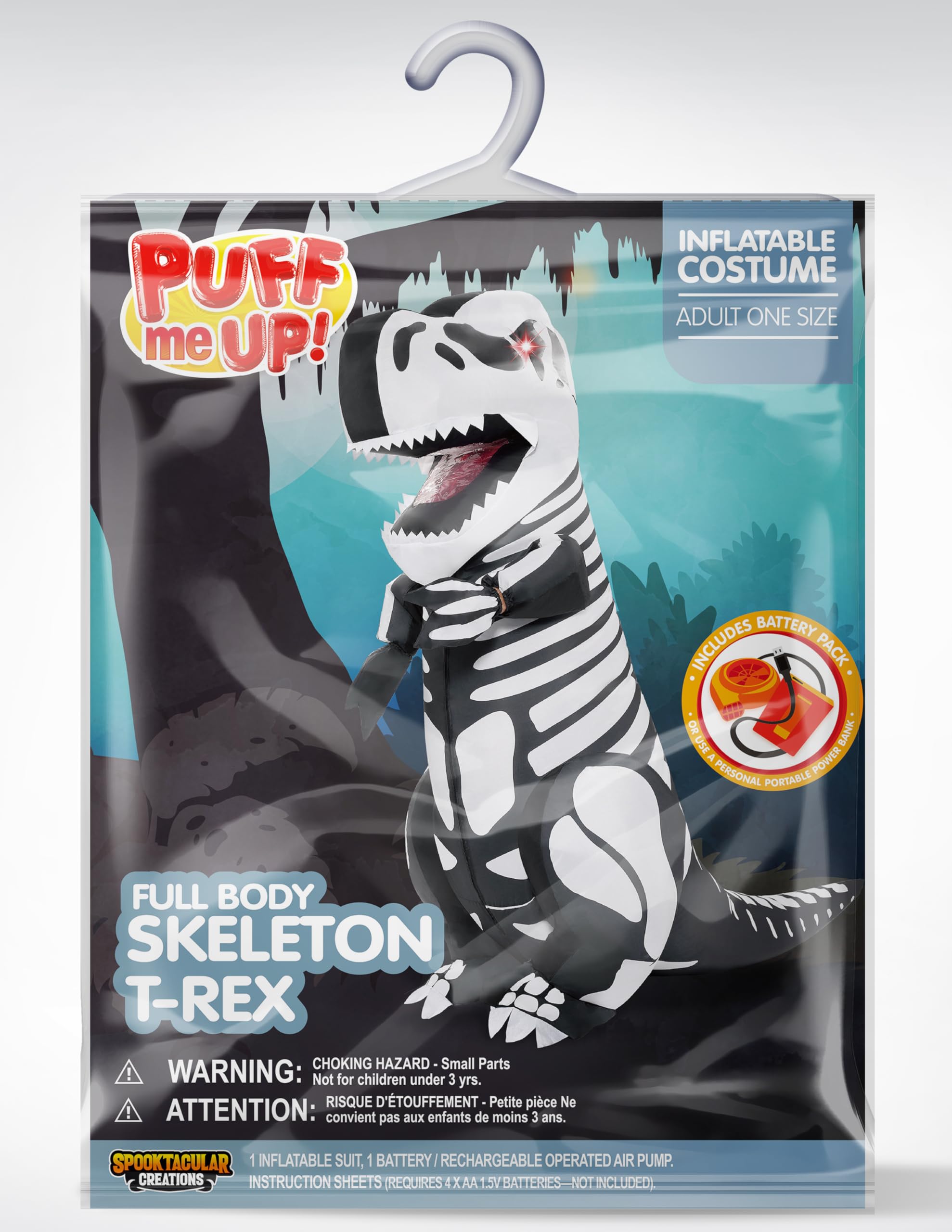Spooktacular Creations inflable de Halloween de disfraces de esqueleto de dinosaurio de cuerpo entero T-Rex inflable de disfraces - Adulto Unisex de un tamaño