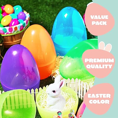 Miniatura 3 de JOYIN Huevos de Pascua gigantes de 10 pulgadas, 6 huevos gigantes de plástico coloridos vacíos rellenables para relleno de Pascua, regalos