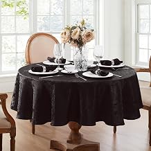 Elrene Home Fashions Caiden   70" Round Tablecloth   91327BLK