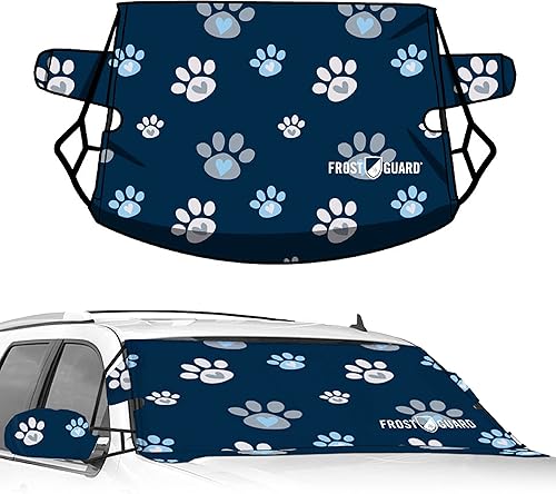 Vista 10 de FrostGuard Vortex Cubierta de parabrisas de invierno para hielo y nieve, tamaño estándar (Winterwoods, Rojo) - Cubierta de escobilla