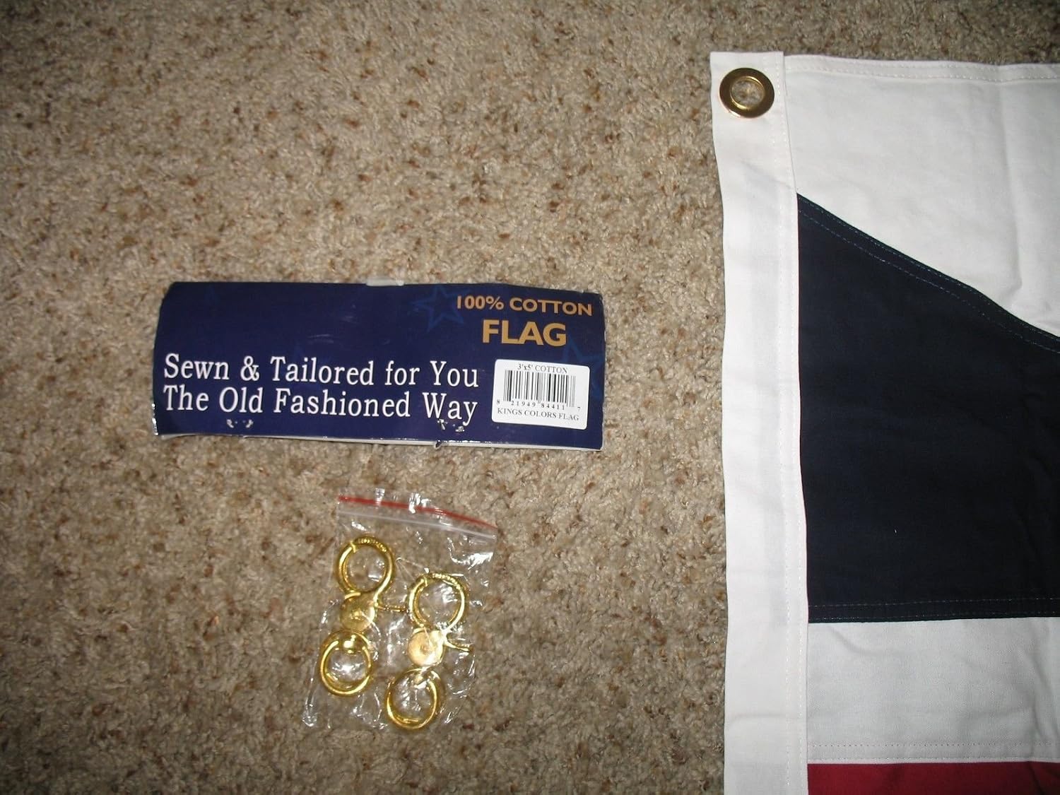 King's Colors Great Britain Embroidered Sewn Flag 3'x5' Cotton Banner with Clips