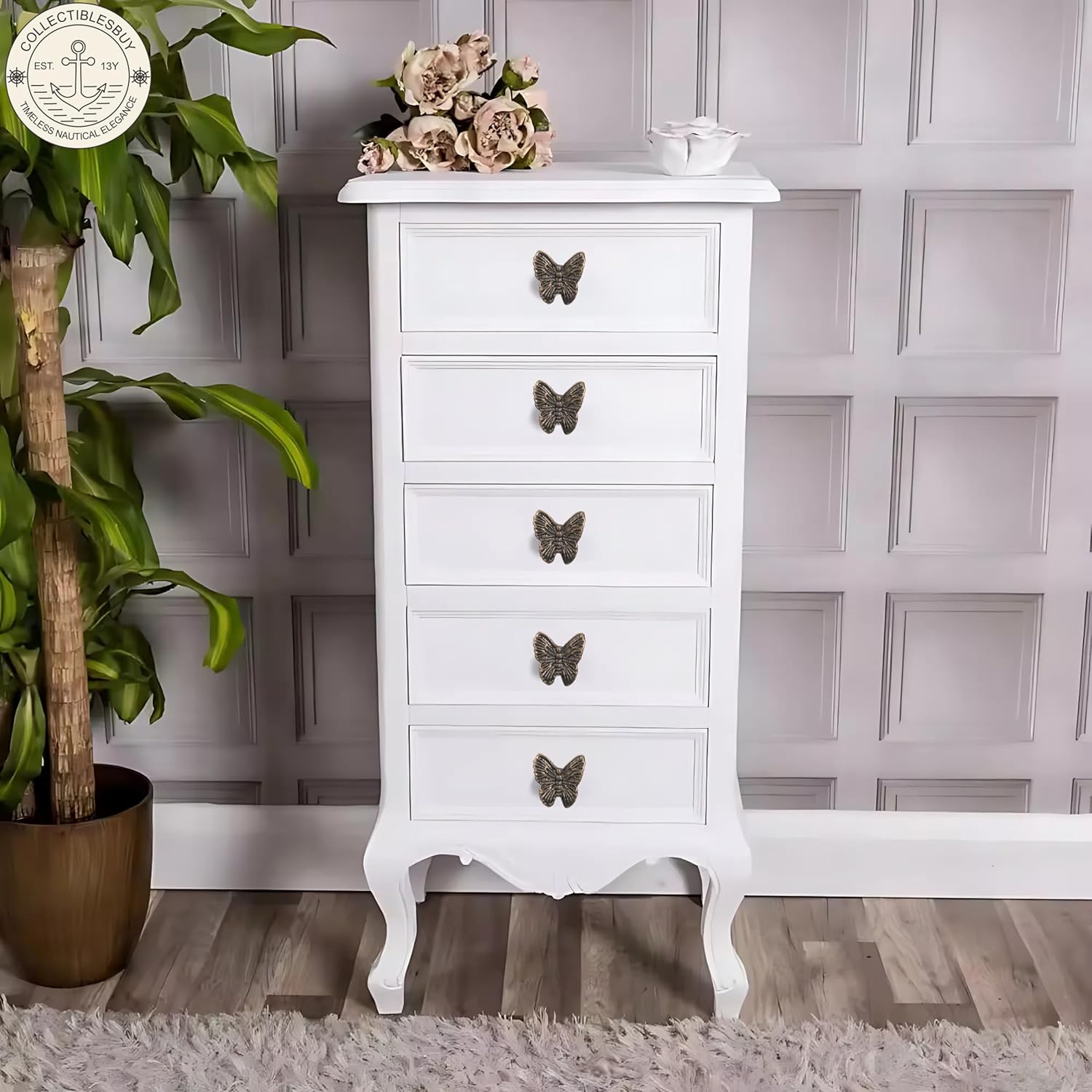 collectiblesBuy Vintage Butterfly Cabinet Knobs 2" Decorative Drawer Pulls for Dresser, Cupboard & Furniture Antique Style Handle Set of 6 for Home Decor Hardware