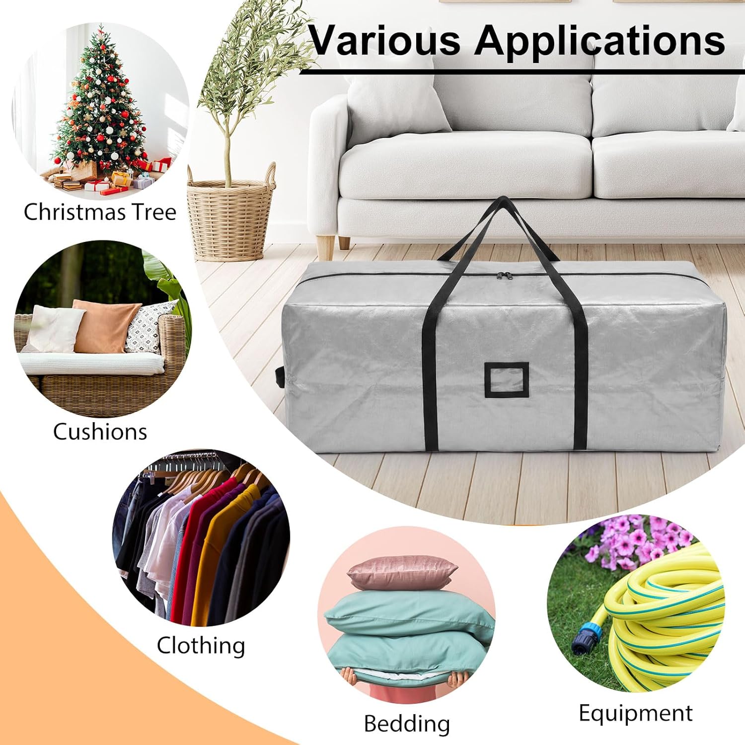 SATINIOR 4 Pcs 66 Gallon Extra Large Moving Bags Huge Heavy Duty Bags with Zipper and Stronger Handles Foldable Bag for College Dorm Travel Christmas Tree Storage Moving Bedding Clothes