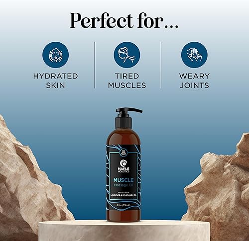 Miniatura 7 de Aceite de masaje relajante para terapia de masaje, aceite muscular dolorido con aceites esenciales de lavanda y romero para alivio muscular, aceite