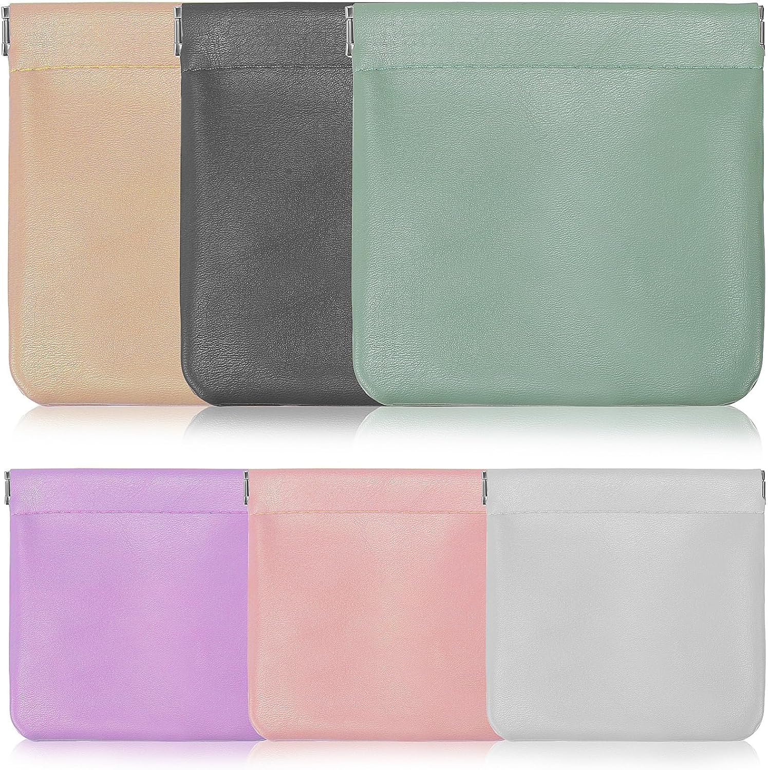 6pcs PU Leather Jewelry and Earbuds Storage Pouches
