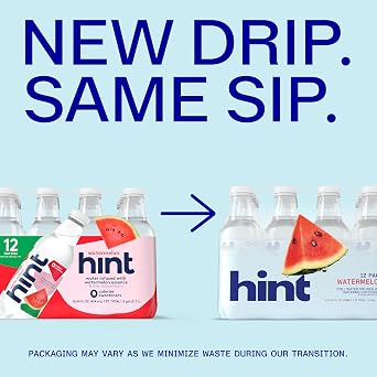 Hint Fruit-Infused Bottled Water, Watermelon - Sugar Free Flavored Water with Zero Calories, Naturally Flavored, and No Artificial Sweeteners - 16 Fl Oz (Pack of 12)