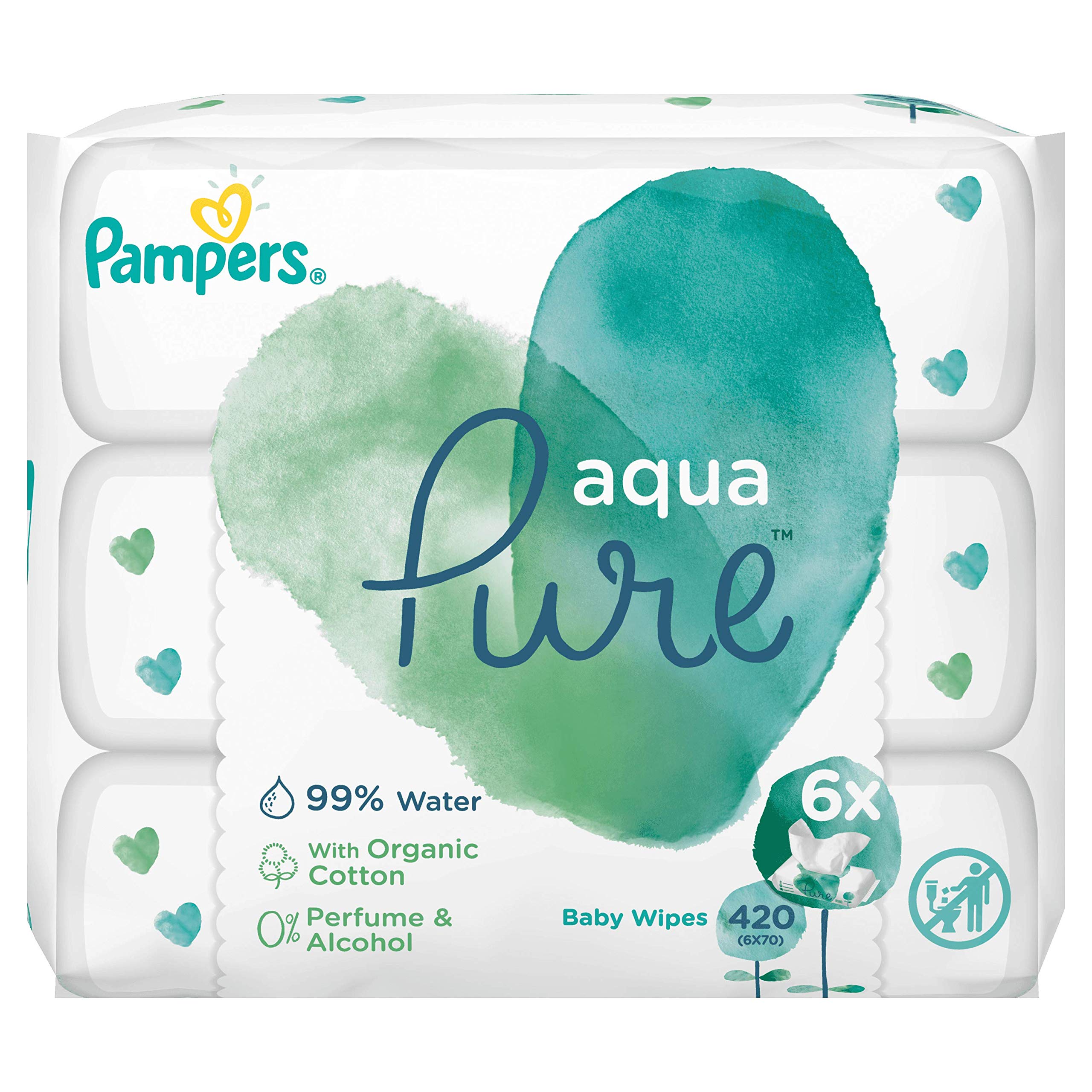 Pampers Toallitas para bebé Aqua Pure 6 paquetes = 420 toallitas