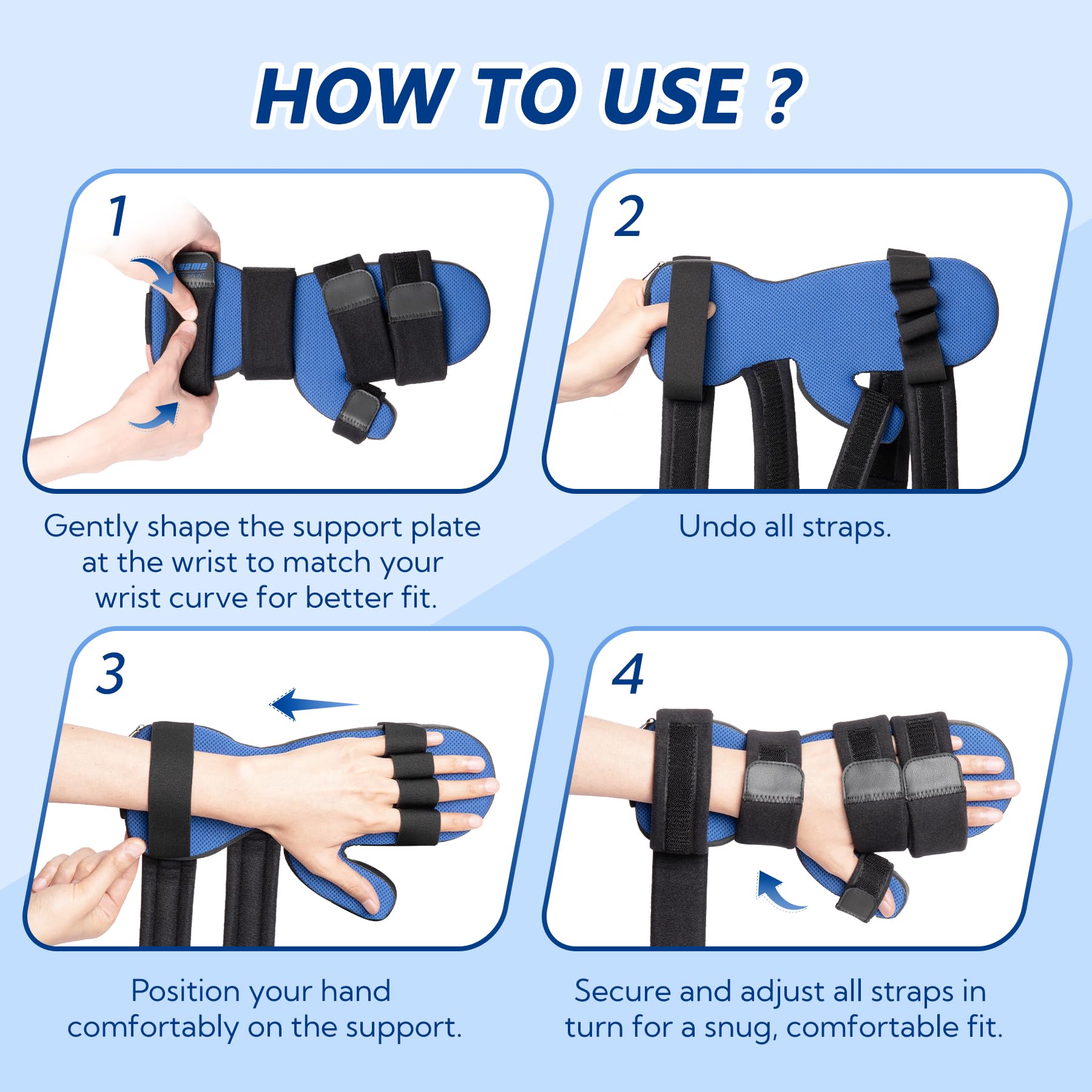 Férula De Mano Con Soporte Para Dedos, Enderezador De Muñeca Y Dedos Para Aliviar La Rigidez, Ajustable Para Mano Izquierda O Derecha, Talla M