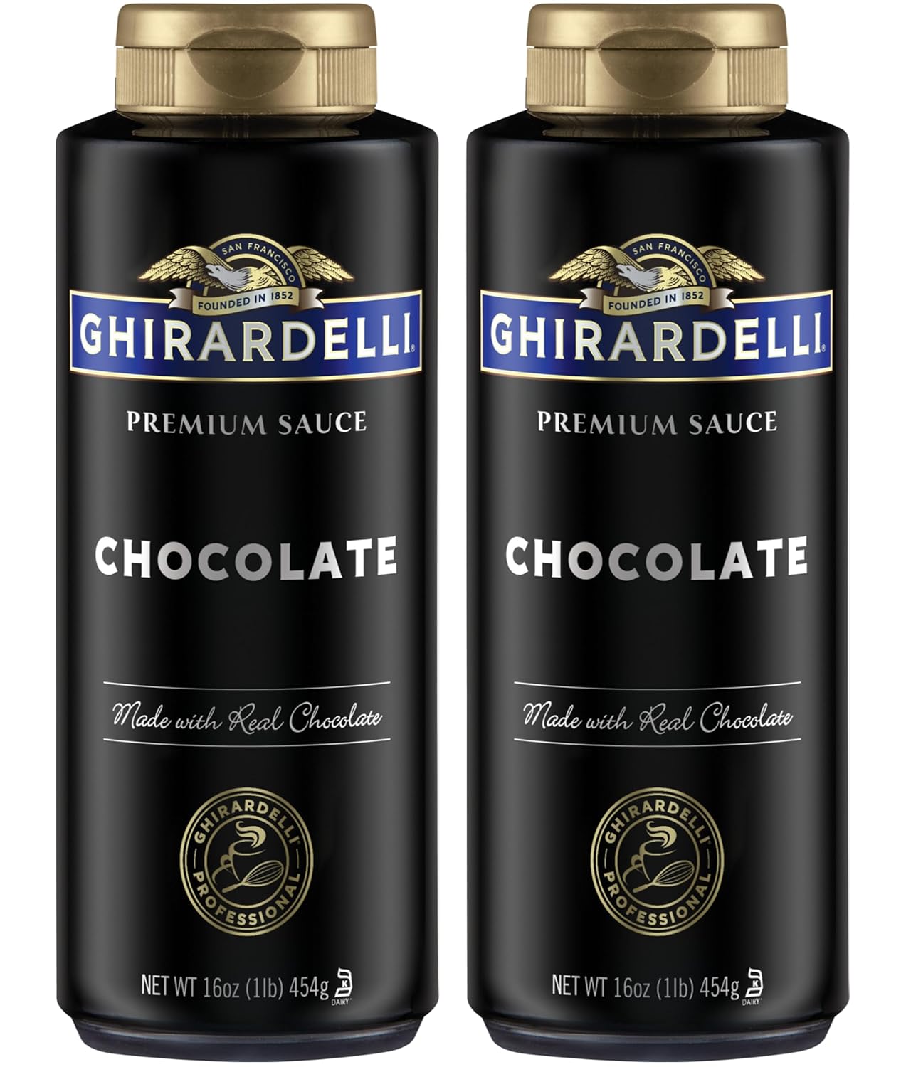 Ghirardelli Chocolate Sauce, Black Label 16oz Squeeze Bottle (Pack of 2)