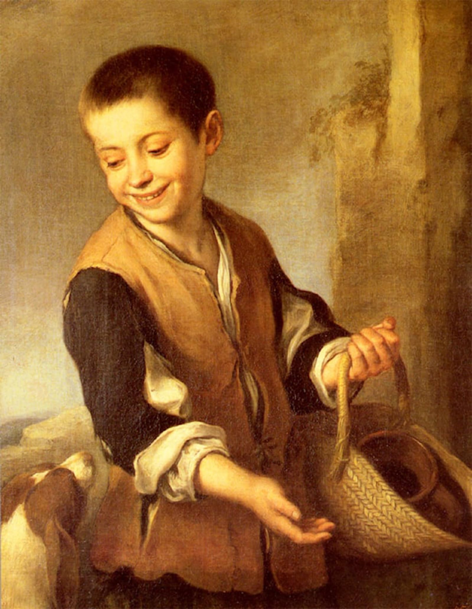 POSTERIIk Famous Print Pop Art Wall Art Graffiti Urchin with a Dog and Basket by Bartolome Esteban Murillo Art Prints for Home Decor 60x90cm