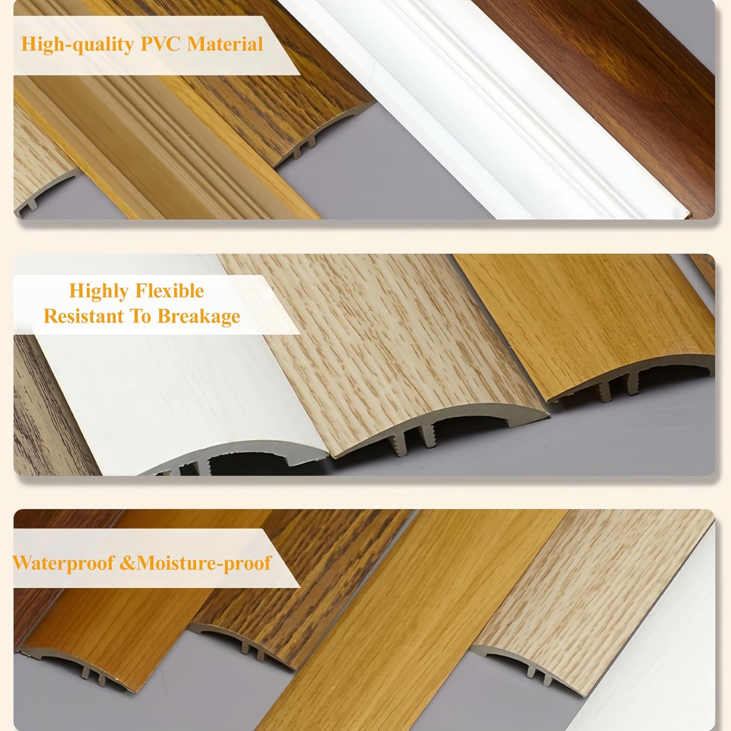 Threshold Ramps for Doorways: Floor Transition Strip, 2025 New Self Adhesive PVC Door Ramps Trim Strip for Entry Door, Carpet, Tile, Wheelchair, Threshold Reducer 3/4 Inch (Brown)