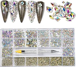 Genérico yaoqijie 1 Caja AB/Rojo/Azul/Dorado Rienaje múltiple de múltiples Forma + Piedra Redonda SS3-SS12+1 Point Pen 8000+ Diamantes de Cristal de Fondo Plano Lasting (Color : 34-1)