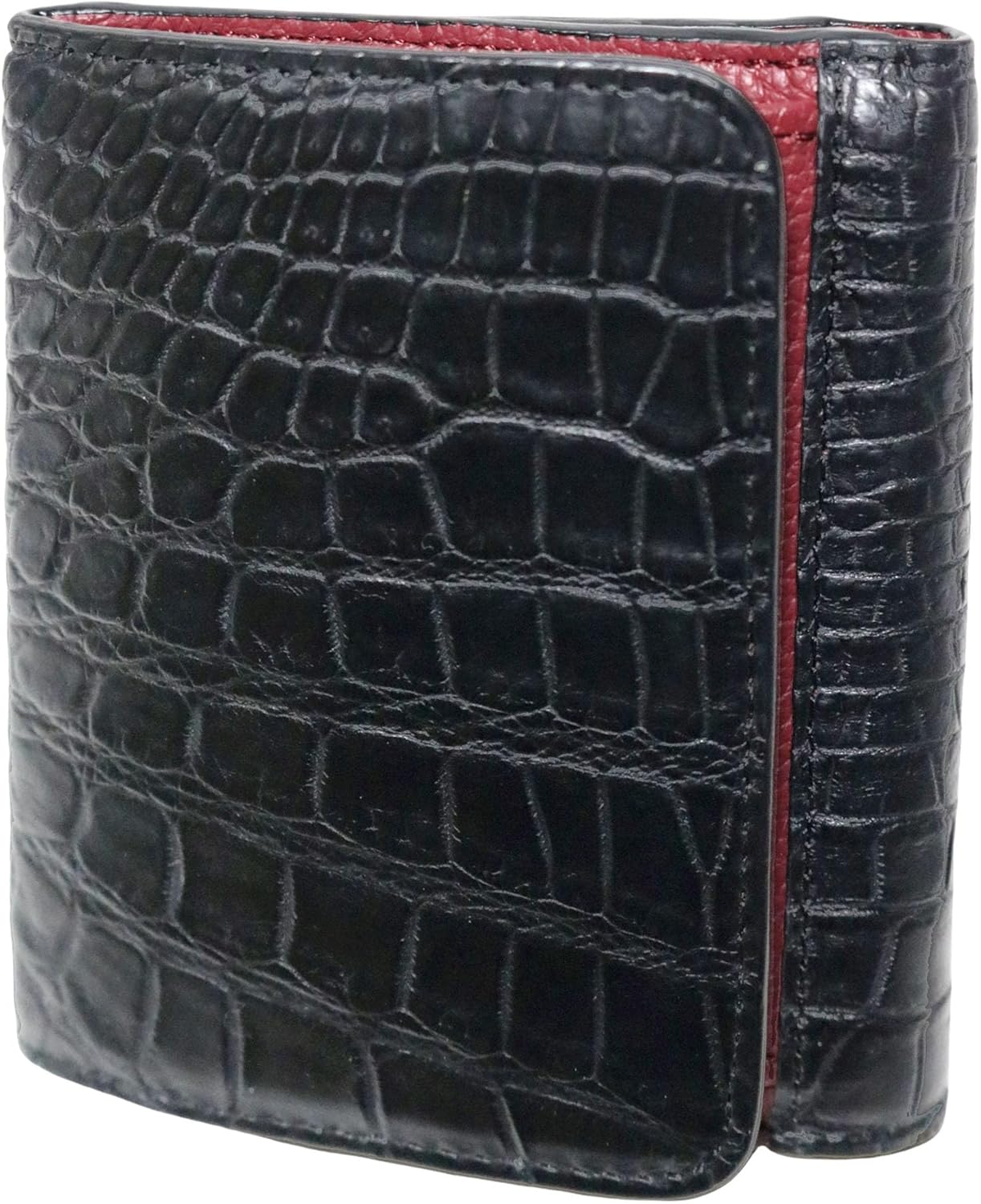 [ベルクート] [小銭入れ付き] クロコダイル コンパクト財布 男女使える 風水 運勢 手のひらサイズ 三つ折り財布