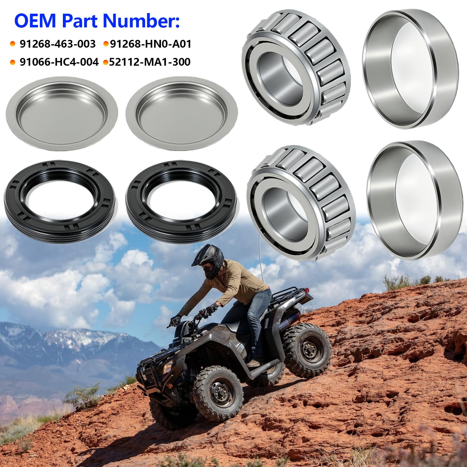 Swingarm Bearing Seal Kits Compatible for Recon 250 TRX250X TRX250EX Rancher 350 400 TRX 350 400 Foreman 400 450 500 TRX400 450 500 Rubicon 500 OEM 91268-HN0-A01 91066-HC4-004