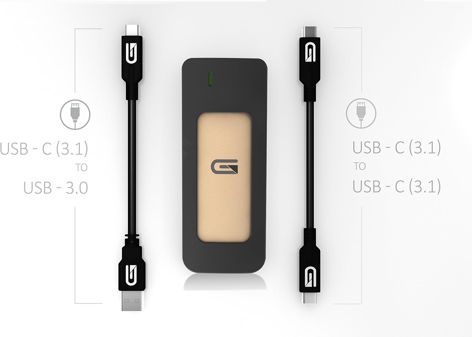 Fеаturеd Prоduсt Glyph 525 GB Atom USB 3.1 Type-C External Solid State Drive  - Golden