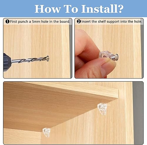 Miniatura 3 de UYTRYEM Pinzas de soporte de plástico transparente de 0.197 in, pasadores de estante de gabinete transparentes, clavijas de repuesto de plástico