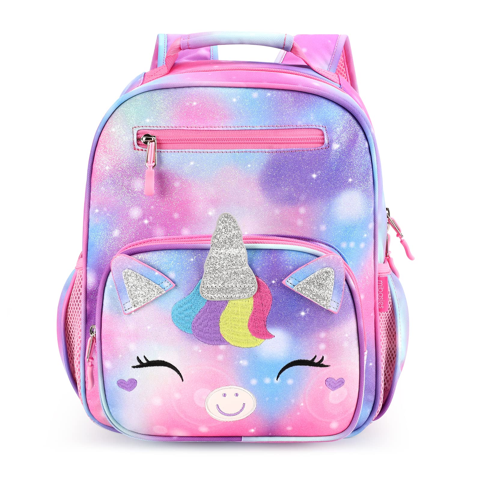 mibasies Girls Backpack for Elementary School, Kids Backpack for Girls 5-8 Unicorn Bangs