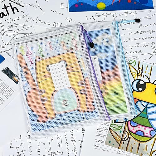 Miniatura 37 de AUSTARK Bolsa de malla de plástico con cremallera, 12 bolsas de archivos con cremallera con bolsillo para etiquetas, bolsas de almacenamiento